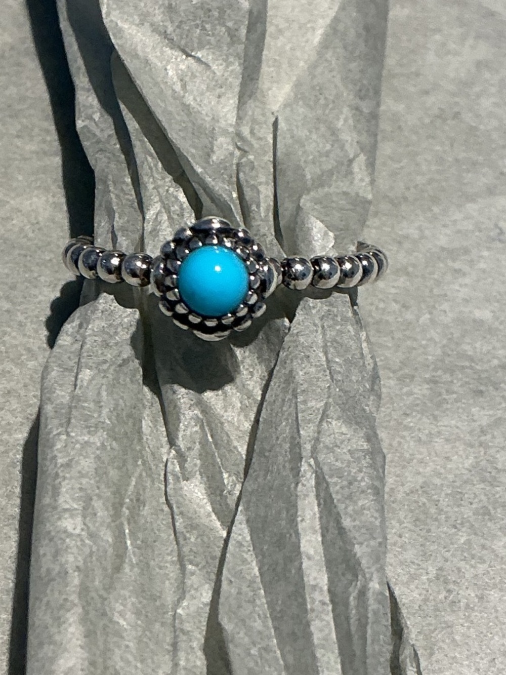 Navajo Sterling Silver Turquoise Ring, Size 9 - Picture 2 of 6